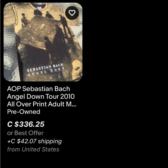 Vintage Y2K Sebastian Bach Angel Down Tour / 2009-2010 / AOP / Medium - Picture 9 of 10